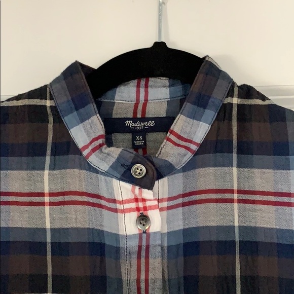 Madewell navy white red plaid tunic top - Picture 3 of 7